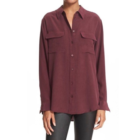 Equipment Tops - EQUIPMENT Signature Washed Silk Shirt Wine - Sz S